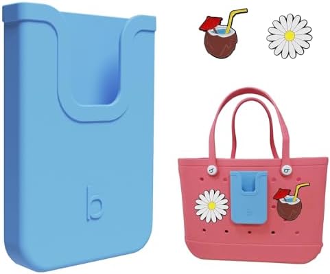 Silicone Phone Holder for Bogg Bags – Stylish and Functional Beach Accessory for i Phone & Android – Lightweight, Easy-to-Clean Vibrant Blue Attachment for Secure Device Protection During Outdoor Activities – Perfect for Sand and Surf Adventures