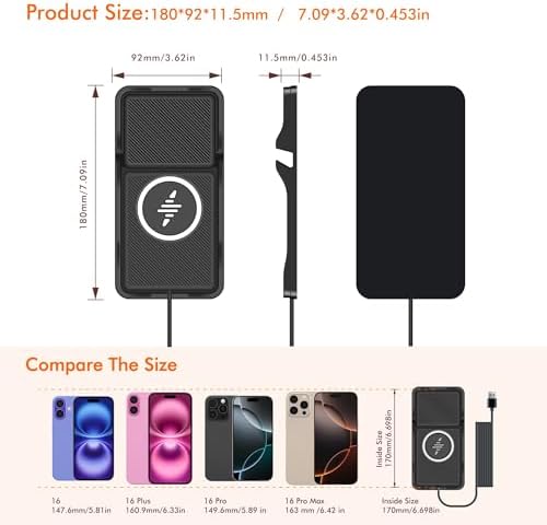 Revolutionize Your Driving Experience with the LANSEMKU Wireless Car Charging Pad – Fast, Safe & Anti-Slip Dashboard Holder for i Phone 16/15/14/13 Pro Max & Samsung Devices, Compact Charging Mat for Ultimate Convenience and Efficiency
