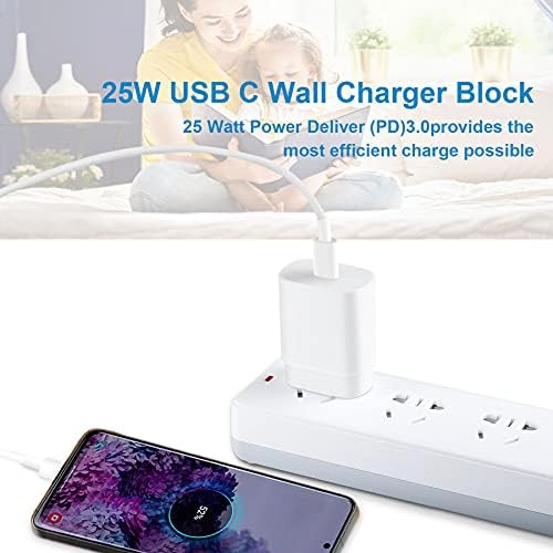 Dual 25 W PD Fast Wall Charger Set with 5 Ft Type C to C Cables – Ultimate USB C Charger for Samsung Devices, Including S22/S21/Note Series – Compact, Reliable, and Travel-Friendly Power Solution