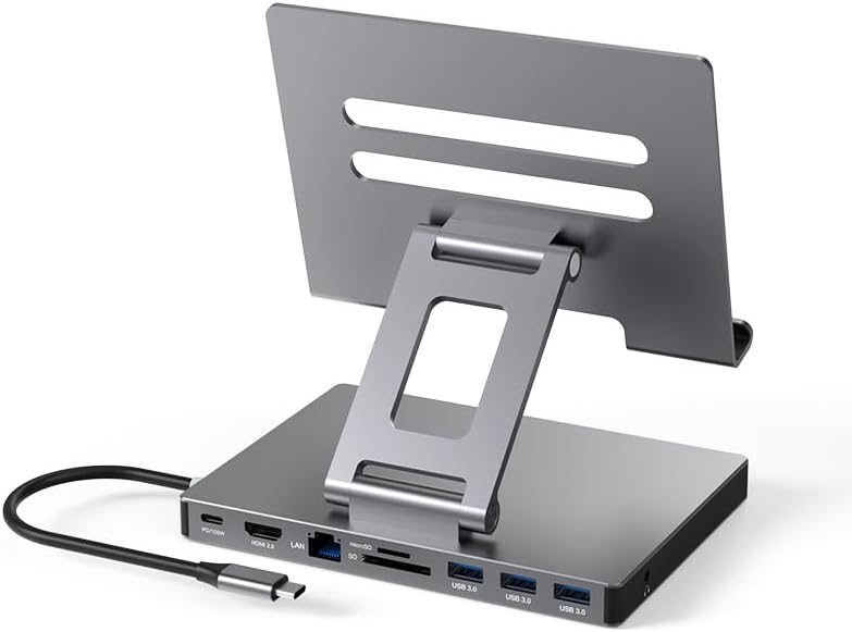 Unleash Your i Pad Pro’s Potential with the Ultimate Foldable USB C Hub Stand – 4 K 60 Hz HDMI, PD Charging, SD/TF Reader & 3 USB 3.0 Ports for M4, M2, M1 & i Pad Air – Your Go-To Docking Station for Elevated Productivity and Effortless Connectivity