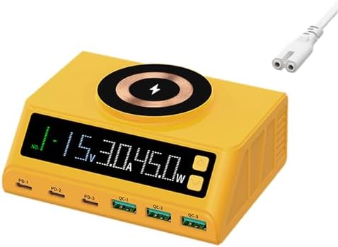 Max Lax 110 W Blue Fast USB Charging Hub – 6-Port Power Station with 3 USB & 3 PD Ports, Digital Display for Rapid Multi-Device Charging of Laptops, Phones & Tablets – Ultimate Efficiency & Safety Features for Tech Enthusiasts