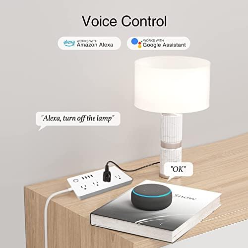 Smart Power Strip with Voice Control – Usee Link 4 AC Outlets & 4 USB Ports (2 A, 2 C) Surge Protector, 5 ft Cord, Wi-Fi Enabled for Alexa & Google Home, No Hub Required, Sleek Black Design for Modern Charging Solutions