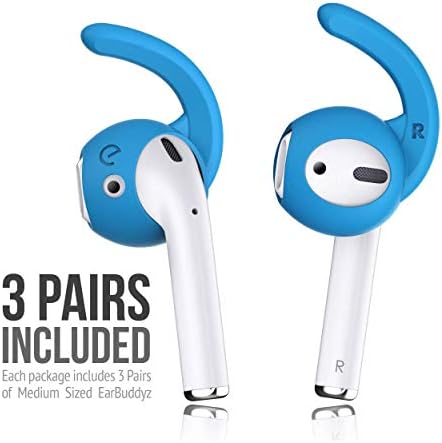 Elevate Your Audio Experience with Ear Buddyz 2.0 Sky Blue Ear Hooks & Covers for Apple Air Pods 1 & 2 – Enhanced Stability, Comfort, and Sound Isolation – 3 Pairs of Durable Silicone Accessories for Active Lifestyles