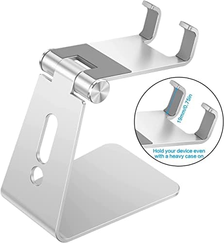 OMOTON Adjustable Cell Phone Stand, C2 Aluminum Desktop Phone Holder Dock Compatible with iPhone 15 14 13 Xs XR 8 Plus 7 6, Samsung Galaxy, Google Pixel, Android Phones – Enhanced Compatibility and Speed