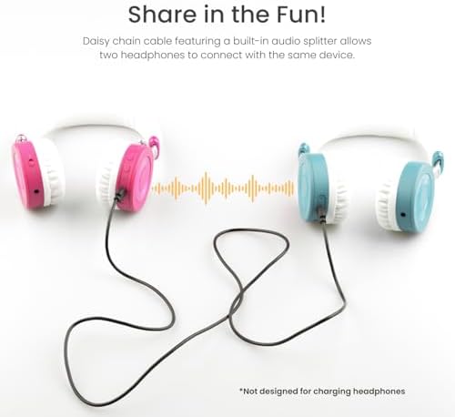 Safe & Stylish Bluetooth Headphones for Kids – Puro Sound Labs Junior Jam Plus with Volume Limiting Technology, 22-Hour Battery Life, and Comfortable On-Ear Fit, Perfect for Tablets and Smartphones in Trendy Blue Finish