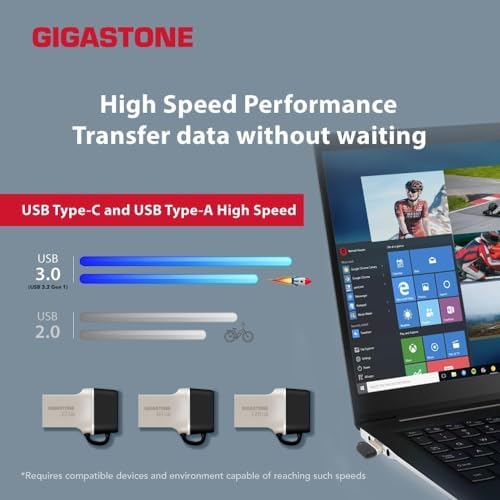 GIGASTONE Z30 128 GB Flash Drive 5-Pack – Ultra-Fast USB 3.2 Gen 1 with 100 MB/s Speed, Sleek Carbon Fiber Finish, Push-Pull Design, Keychain-Compatible for Effortless Data Transfer & Backup Across PC, Mac, TV, & Car Devices