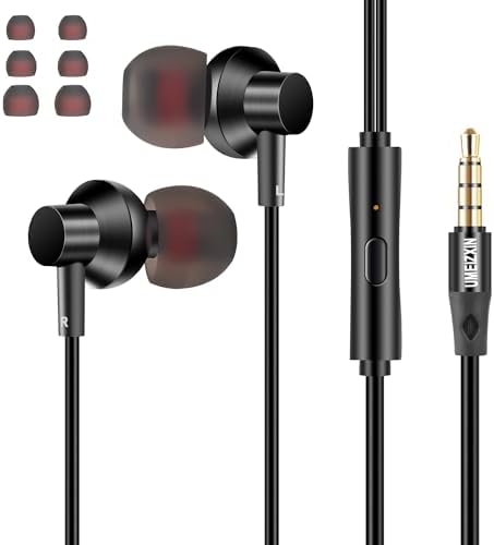 Premium High Bass Wired Earbuds with Built-in Microphone – Ergonomically Designed In-Ear Headphones for School, Travel, and Daily Use – Compatible with i Phone, Android, MP3 Players – Lightweight, Tangle-Free Cable for Effortless Sound Clarity and Comfort