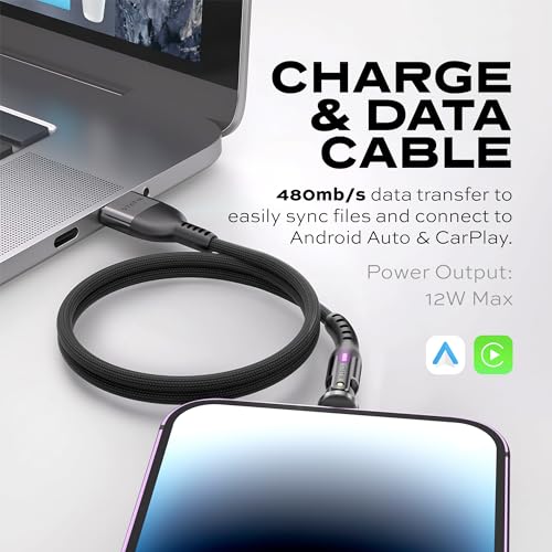 Statik Power Pivot 12 W USB-C Cable – 6 FT Right-Angle Design with 360-Degree Rotating Head for Seamless Charging & Data Transfer, Ideal for Home & Office Setup, Compatible with Smartphones, Tablets, and Laptops, Premium Durability & Flexibility for Enhanced Convenience and Performance