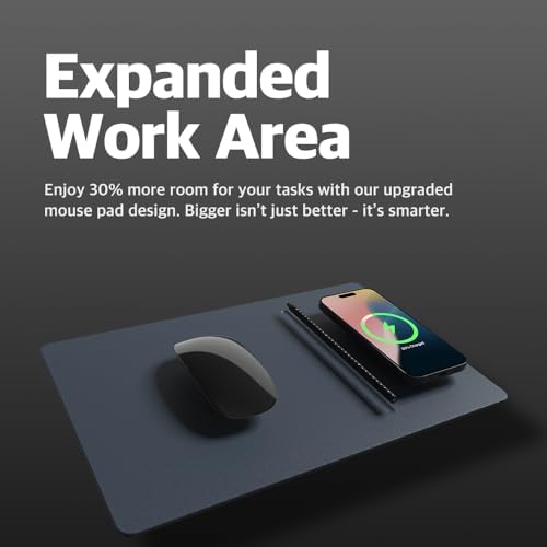 POUT H3 Midnight Blue Portable Qi Wireless Charging Mouse Pad – Effortless Device Charging Meets Sleek Workspace Efficiency for Laptops, i Phones, Air Pods & Samsung Galaxy – Lightweight, Non-Slip Design Enhances Productivity & Style