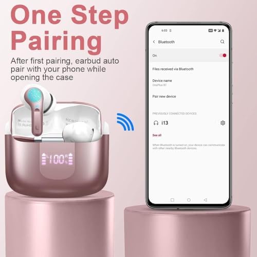 Experience Unmatched Audio Freedom with Advanced Bluetooth 5.3 Wireless Earbuds – 40 Hours of Powerful Bass, Superior ENC Noise Cancellation, and Four HD Microphones for Crystal-Clear Conversations – Rapid USB-C Charging with LED Battery Indicator – IP7 Waterproof Rating for Fitness Enthusiasts and Adventurers – Seamlessly Compatible with Android & i OS Devices for Ultimate Connectivity and Performance