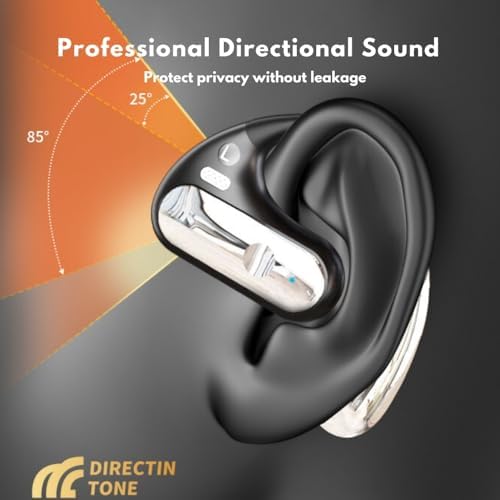 Revolutionary Wireless Open Ear Headphones with Bluetooth 5.3 – Ergonomic Design for Ultimate Comfort, 40 Hours of Playtime, Superior Call Clarity, and Smart Charging Case – Perfect for Active Lifestyles and Effortless Connectivity in Sleek Black