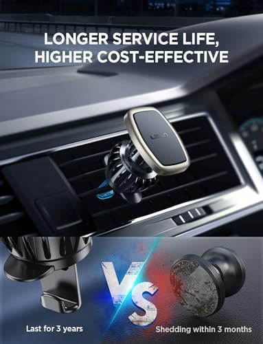 LISEN Dual Pack Magnetic Phone Holder for Car Vent – Military-Grade 6 Magnet System for Ultimate Stability, Compatible with i Phone 16/15/14/13 Pro Max Plus and Samsung S25 – Effortless Installation and Universal Fit for All Vehicles