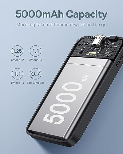 Baseus Magnetic Portable Charger for i Phone – 5,000 m Ah Qi2 Certified Wireless Power Bank with 15 W Mag Safe Compatibility & 20 W USB-C Fast Charging for i Phone 16/15/14/13/12 – Sleek, Lightweight Design for On-the-Go Power Solutions