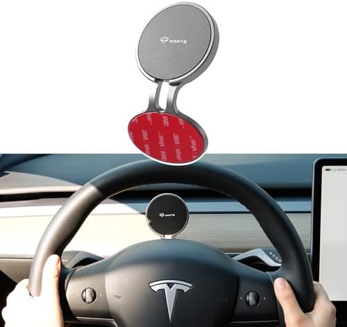 Revolutionize Your Tesla Driving with the TPARTS Magnetic Steering Wheel Cellphone Mount – Ideal for Model 3 (2018-2023) & Model Y (2020-2024) – Effortless i Phone 12-16 & 5.4-6.7″ Smartphone Compatibility for Safe Navigation and Hands-Free Use – Enhance Your Road Experience Today!