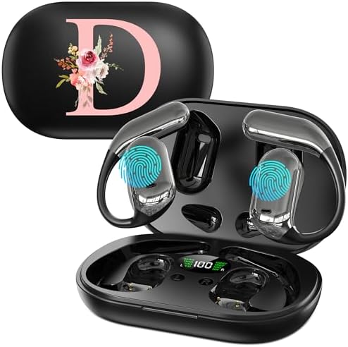 Floral Initial Personalized Wireless Earbuds with Advanced AI Language Translation – Premium Noise Cancelling Bluetooth Headphones for Stylish Communication – Ideal Mother’s Day Gift for Tech Enthusiasts and Culture Lovers