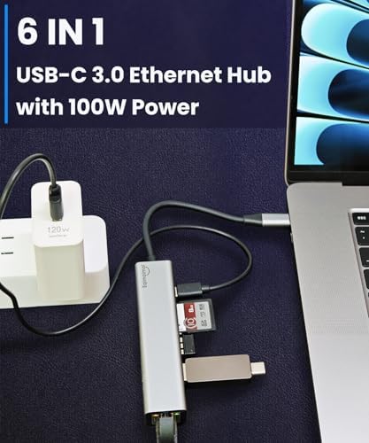 Elevate Your Workspace with the Ultimate USB-C Ethernet Adapter: 100 W Fast Charging Hub for Seamless Multiport Connectivity – Perfect for Laptops, Mac Books & Chromebooks – Experience Blazing Gigabit Ethernet Speeds & 5 GB USB 3.0 for Quick Data Transfer & Effortless Media Management