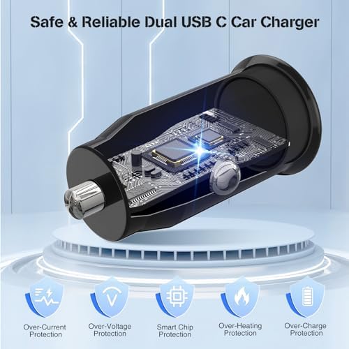 High-Power USB C Car Charger for i Phone 16 & 15 Series – 40 W Dual Port Fast Charging Adapter with 3 FT USB-C to C & A to C Cables – Versatile Compatibility for i Pad, Samsung, and More – Compact Design for On-the-Go Convenience and Enhanced Safety Features
