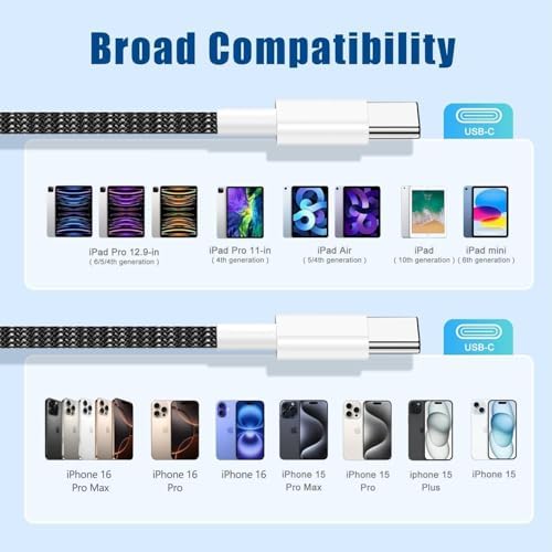 Ultra-Long 10 FT i Phone Fast Charger Cable – Type C to Lightning USB-C Cord for i Phone 16 Pro Max, 15 Series, i Pad & Mac Book Pro – Rapid Charging & Enhanced Durability for Seamless Connectivity