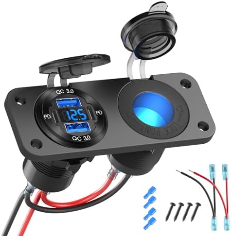 Revolutionary 2025 4-Port 12 V USB Outlet Panel: Dual PD3.0 & QC3.0 Car Charger with Integrated Voltmeter, Lighted 150 W Socket – Premium Aluminum DIY Kit for Boats, RVs & More, Ensuring Fast Charging & Robust Performance on Every Journey