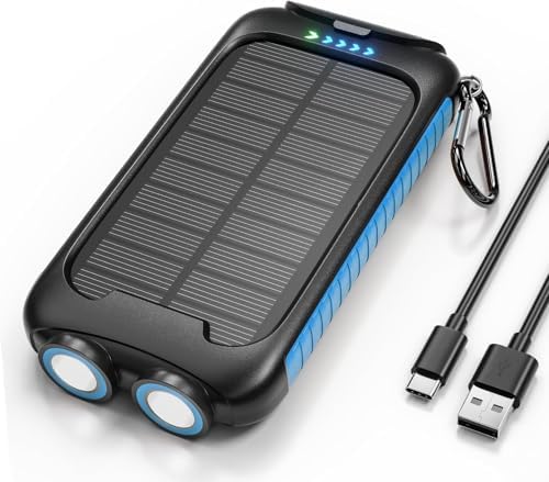 Ultimate 38,800 m Ah Solar Power Bank: Waterproof, Fast Charging Portable Phone Charger with Dual USB-A & Type-C Ports, Built-in LED Flashlight – Perfect for Camping and Outdoor Adventures