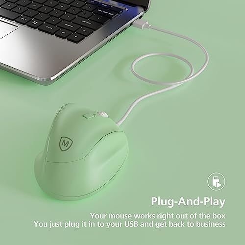 Revolutionize Your Workspace with the Green Ergonomic Wireless Mouse – Superior Vertical Design for Ultimate Comfort, Silent Clicks for Distraction-Free Focus, Long-Lasting Battery Life Powered by 1 AA Battery, Precision Control Up to 1600 DPI with USB Receiver Compatibility for PCs, Laptops, and Desktops