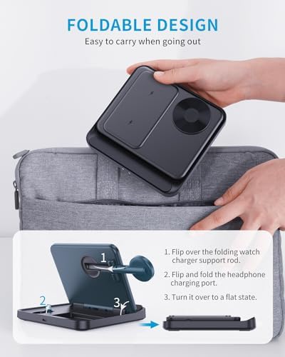 Ultimate 3-in-1 Foldable Wireless Charging Station for Samsung Devices – Fast Charge Dock for Galaxy Z Fold 6/5, Z Flip 6/5/4, S23/S22, Note20/10 Ultra, Watch 6/5/Pro/4/3, and Ear Buds 2/2 Pro/Live – Portable Power Solution with Enhanced Safety Features for Everyday Convenience