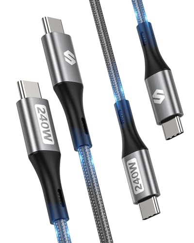 Silkland 240 W USB C to USB C Fast Charging Cable (1.5 FT, 2 Pack) – Ultimate 100 W PD 3.1 Power Delivery for i Phone 16 Series, Mac Book Pro/Air, i Pad Pro/Air/Mini, Samsung, and Pixel Devices – Superior Compatibility and Enhanced Speed for Tech Enthusiasts
