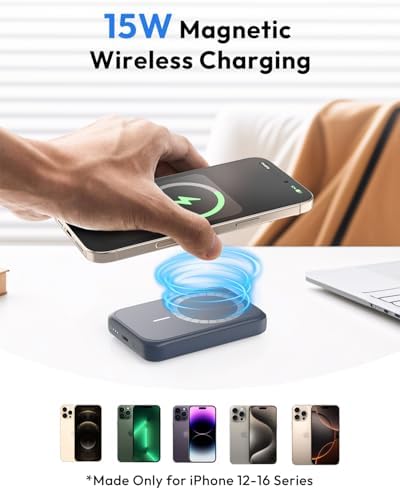Sleek Pink Magnetic Power Bank for i Phone – 10000 m Ah with 15 W Wireless Charging & 20 W USB-C Fast Charge – Ultimate Portability for i Phone 16/15/14/13/12 Series – Effortless One-Handed Operation for Travel Enthusiasts and Daily Adventurers – Strong 10 N Magnetic Force for Secure Attachment – Perfect for On-the-Go Charging