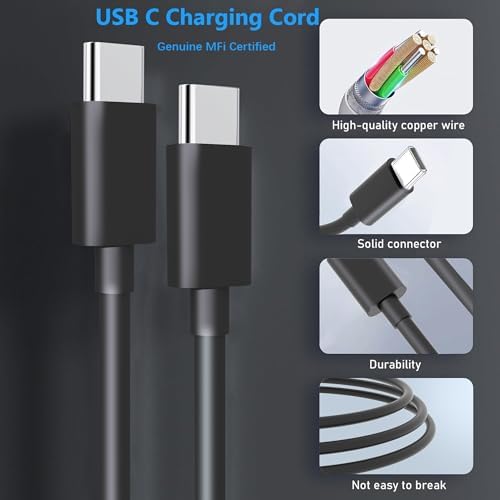 10 FT i Pad Fast Charging Cable Set – High-Power 20 W USB C Charger with Extended Reach for Ultimate Flexibility, Compatible with i Pad 10 th/11 th Gen, i Pad Pro (12.9/11 inch), i Pad Air (4 th/5 th), and i Pad Mini – Durable, Stylish Black Design for Seamless Charging Experience