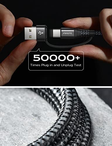 AINOPE 6.6 FT USB C Right Angle Charging Cable with USB to USB C Adapter – 60 W Fast Charging for i Phone 16, 15 Pro, i Pad & Samsung Devices – Enhanced Compatibility & Convenient Access for Gaming and Multitasking