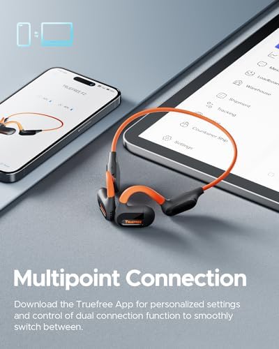 truefree F2 Open Ear Bluetooth 5.3 Sport Headphones – Wireless Air Conduction Earbuds with 16.2 mm Enhanced Bass, Dual Mic for Clear Calls, 15-Hour Playtime, Multipoint Connection, and App Control for Ultimate Compatibility and Performance