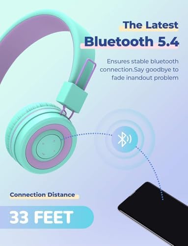 Stylish Pink i Clever BTH02 Kids Bluetooth Headphones – Unmatched 93-Hour Playtime, Lightweight & Foldable Design for Easy Portability, Fast Type-C Charging, Advanced Bluetooth 5.4 Connectivity, Safe Volume Limiting for Young Learners, Perfect for Music, Audiobooks, and School Use – Your Child’s Ultimate Audio Experience