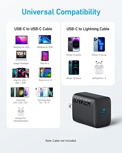 Anker 30 W Compact USB-C Charger Duo – Foldable Fast Charging Solution for i Phone 16/15, Samsung S23, Mac Book Air, Pixelbook & i Pad Pro – Ideal for Travel and Home Use with Advanced Safety Features (2 Pack, Cables Not Included)