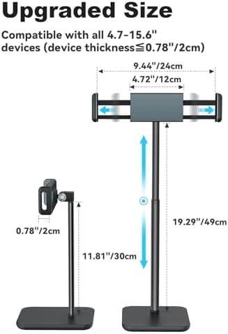Tounee 360-Degree Ergonomic Tablet Stand – Ultimate Adjustable Desk Holder for i Pad Pro 12.9, Surface Pro & All 4.7-15.6″ Devices – Sturdy Clamp Design in Sleek Black for Enhanced Comfort and Productivity