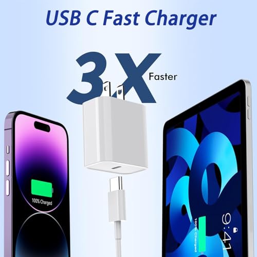 Ultra-Fast 20 W i Pad Power Adapter & 10 FT USB-C Cable Combo – Essential Charger for i Pad Pro, Air, Mini & 10 – Maximize Productivity with Lightning Speed Charging and Extended Flexibility for Apple Devices Experience groundbreaking charging efficiency with our Ultra-Fast 20 W Power Adapter paired with a 10 FT USB-C cable, meticulously designed for seamless compatibility with i Pad Pro (11, 12.9), i Pad Air (5 th/4 th), i Pad Mini 7, and i Pad 10. This compact wall charger delivers rapid power replenishment, ensuring your devices are ready to go in record time. The generous 10 FT cable grants you the freedom to use your i Pad comfortably while charging, whether at home, in the office, or on the move. Crafted from premium materials, this charger is built for long-term durability, making it the ultimate accessory for i Pad users seeking both reliability and performance. Elevate your charging experience today with this indispensable solution that fuses innovative technology with user-centric design.
