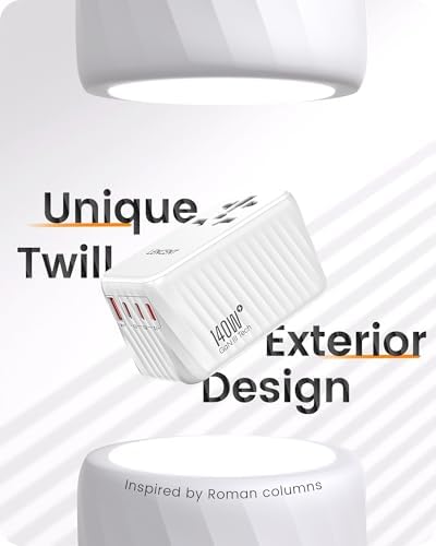 LENCENT 85 W Universal Travel Adapter with Retractable USB-C Cable – High-Speed International Plug Converter Featuring 3 Type-C & 1 USB-A Ports for Effortless Worldwide Charging – Your Ultimate Travel Essential for Maximum Compatibility, Fast Charging, and Ga N Technology Efficiency