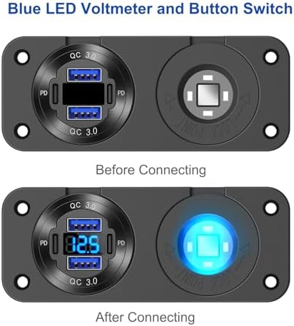 Revolutionary 2025 4-Port 12 V USB Outlet Panel: Dual PD3.0 & QC3.0 Car Charger with Integrated Voltmeter, Lighted 150 W Socket – Premium Aluminum DIY Kit for Boats, RVs & More, Ensuring Fast Charging & Robust Performance on Every Journey