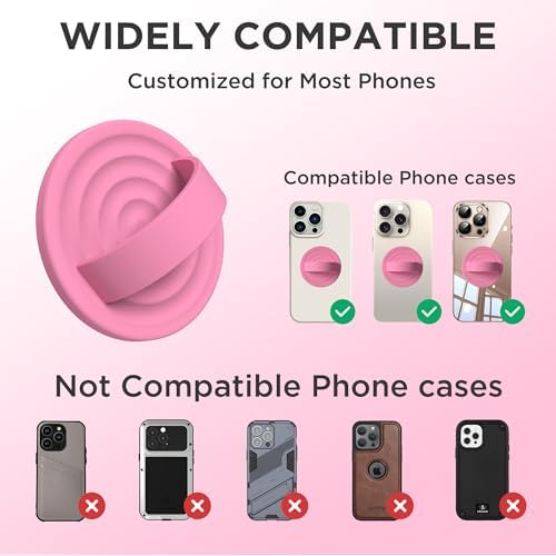 Upgraded Magnetic Phone Grip for i Phone: Premium Silicone Loop Holder with Mag Safe Compatibility – Ergonomic 360-Degree Stand, Non-Slip Design in Sleek Black for Enhanced Comfort and Secure Handling on i Phone 16/15/14/13/12 Pro Max/Plus