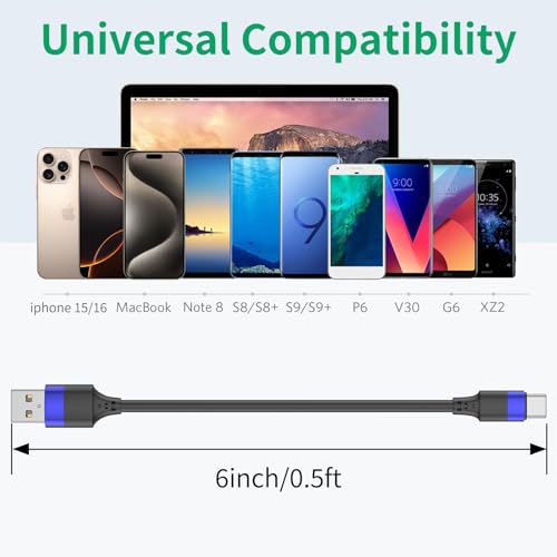 1ft Multipack Short iPhone Charger Cable for iPhone 14 13 12, Bulk Short USB A to USB C Cable 12 inch for Charging Station Compatible with iPhone 15 Samsung Galaxy S20 S10 Note 20 10, 10 Pack Mixed – Enhanced Compatibility and Speed