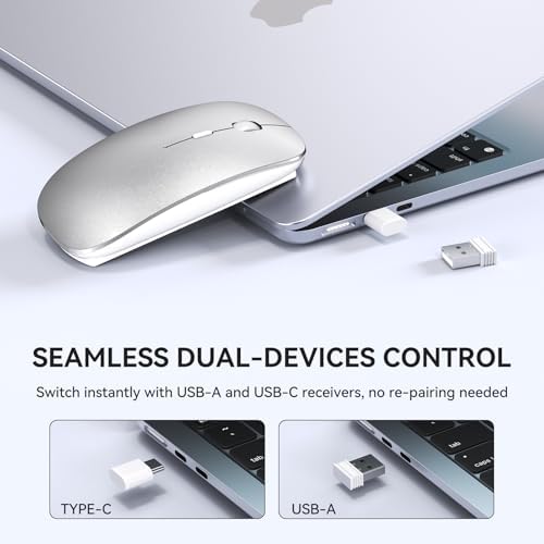 Elevate Your Tech Experience with Our Rechargeable USB-C Wireless Mouse – Ergonomic Dual-Mode Connectivity Perfect for Mac Book Air, PCs, and All Type-C Devices – Sleek Black Design for Enhanced Speed and Comfort