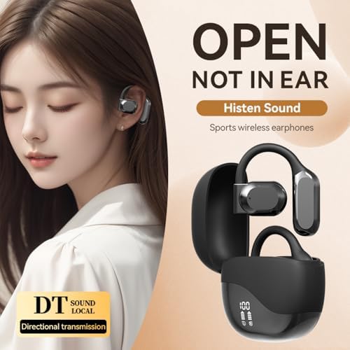 Experience Unmatched Audio Freedom with Open Ear Bluetooth Earbuds Featuring AI Technology – 60 Hours of Continuous Playtime, IPX7 Waterproof Design, and User-Friendly Touch Controls for Active Lifestyles – Ergonomically Crafted Sport Headphones Perfect for Running and Outdoor Adventures – Ultimate Device Compatibility in a Sleek Black Finish
