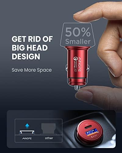 Compact AINOPE 67.5 W USB-C Car Charger – Fast Charging Dual Port QC3.0 Adapter for i Phone 16 & Samsung Galaxy – Mini Cigarette Lighter Accessory in Stylish Purple for Efficient On-the-Go Power Solutions