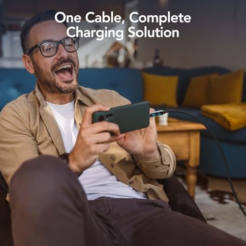 4-in-1 Universal Multi USB Charging Cable – 240W Max Fast Charger Cord with Multiple Connectors for iPhone 16/15/14/13, iPad, Samsung, MacBook, Tablets & More (Black, 6.6Ft) – Enhanced Compatibility and Speed
