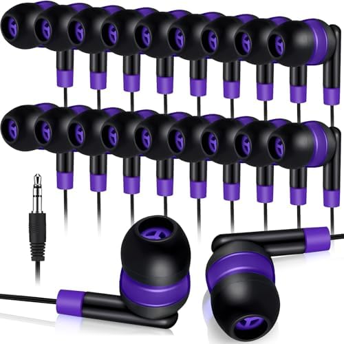 Kanayu 100-Pack Classroom Wired Earbuds – High-Quality Red Headphones with 3.5 mm Jack for Enhanced Learning Experiences, Individually Packaged for Hygiene and Easy Distribution, Ideal for Focused Listening in Libraries and Classrooms, Distraction-Free Design Without Microphone