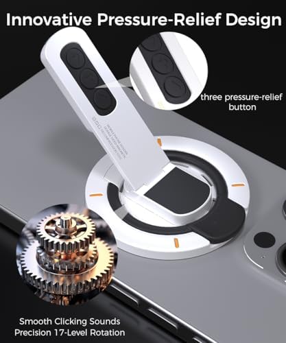 Revolutionary Mag Safe Phone Grip with 360° Rotating Kickstand – Premium Silicone Finger Ring for Secure Handling & Versatile Viewing – Innovative Damping Hinge Design for Gym, Workouts, and Video Calls – Universal Compatibility with All Phones (Black) – Elevate Your Mobile Experience