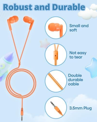 Bulk 100 Pack Premium Wired Earbuds for K-12 Learning – Lightweight In-Ear Headphones with 3.5 mm Jack for Classroom Engagement – Durable, Comfortable, and Cost-Effective Audio Solution to Boost Student Focus and Collaboration
