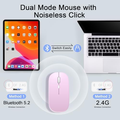 Sleek Wireless Keyboard and Mouse Combo – Rechargeable Bluetooth & 2.4 GHz USB for i Pad, Smartphone, PC & Laptop – Ergonomic Design for Ultimate Comfort in White – Elevate Your Workspace Efficiency!