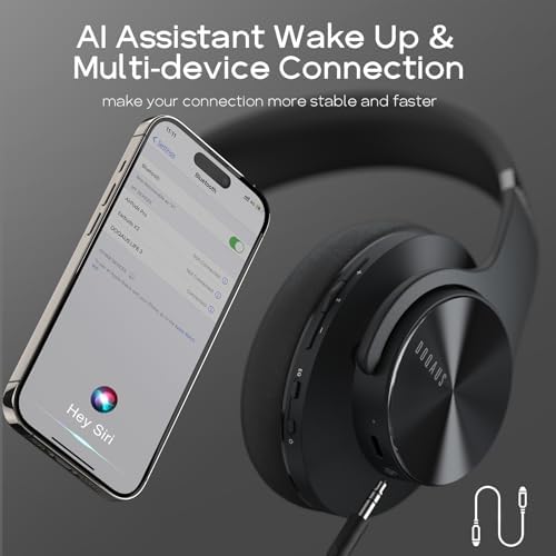 Transform Your Listening Journey with DOQAUS Over-Ear Bluetooth Headphones: 90-Hour Playtime, Tailored EQ Settings, and Superior Noise Cancellation for Unmatched Comfort and Audio Clarity in Music and Calls