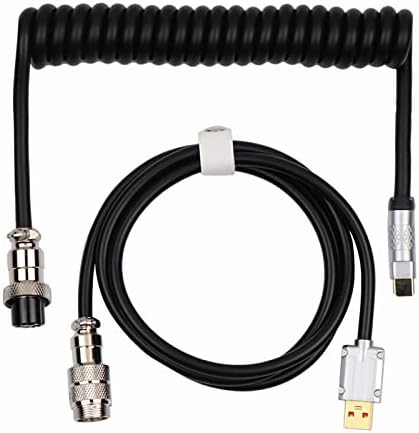 Transform Your Gaming Experience with the EPOMAKER Mix 1.8 m Coiled USB C to USB A TPU Keyboard Cable – Detachable Metal Aviator for Ultimate Customization, Sleek White Design for Enhanced Aesthetics, and Superior Performance for Mechanical Gaming Keyboards