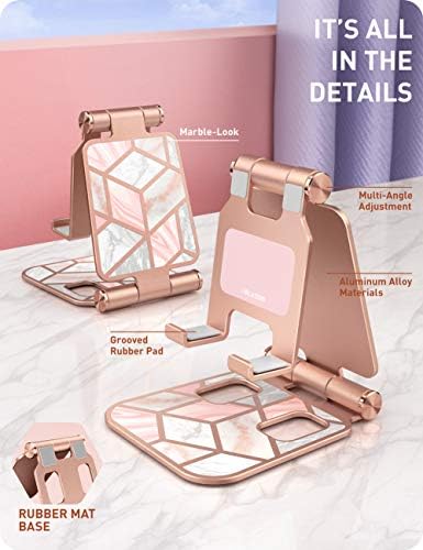 i-Blason Cell Phone Stand for Desk, Cell Phone Holder, Fits All Smart Phones, iPhone 16 15 14 13 Pro Max, Foldable Phone Stand Holder, Marble – Enhanced Compatibility and Speed